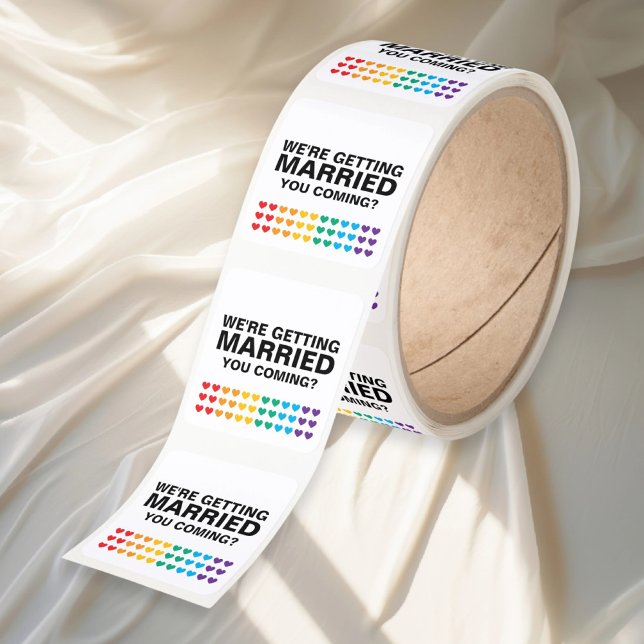 Wedding Sounds Gay Rainbow Heart Pride Square Sticker (Wedding Sounds Gay Rainbow Heart Pride Square Stickers from Ricaso. Modern wedding, simple & fun
)