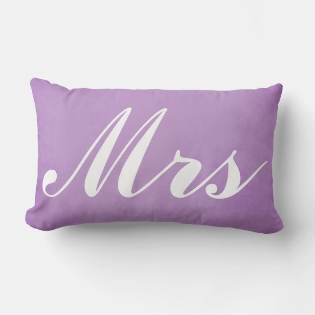 Wedding Souvenir Mr and Mrs Purple Parchment Lumbar Pillow (Front)