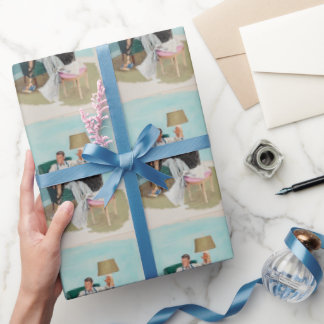 WEDDING SPANKING COUPLE RETRO WRAPPING PAPER