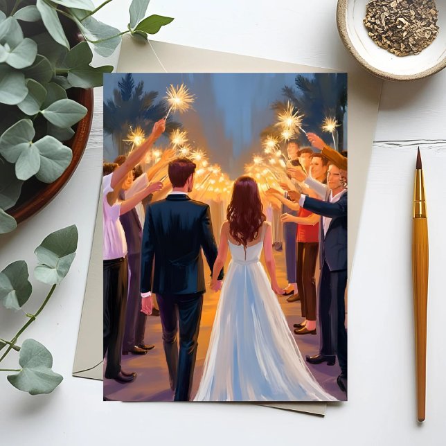 Wedding Sparklers | Marriage Celebration Painted Postcard (Creator Uploaded)