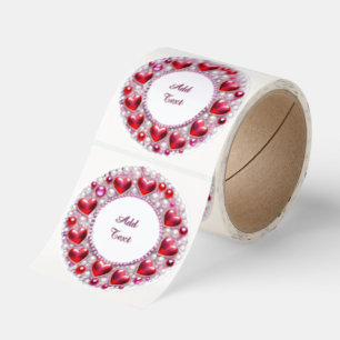 Wedding Sparkling Heart Jewelry Wreath Ring Classic Round Sticker