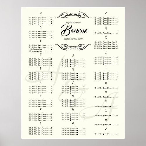 Wedding Special Event Guest Seating Chart