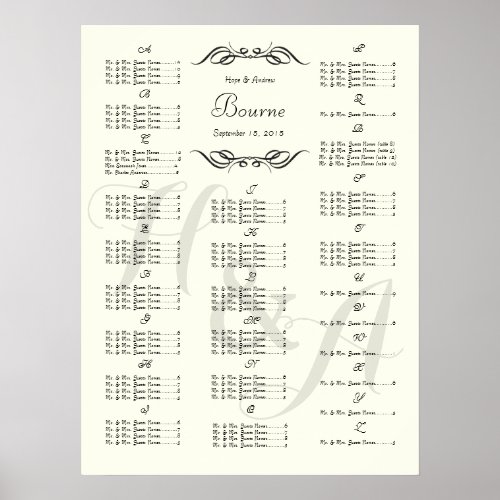 Wedding Special Event Guest Seating Chart