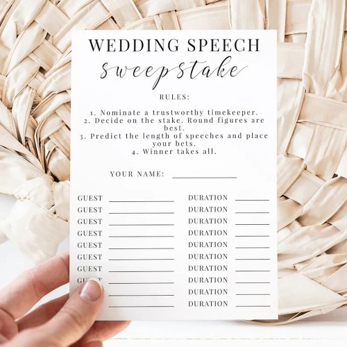 Wedding Speech Sweepstakes Game Invitation