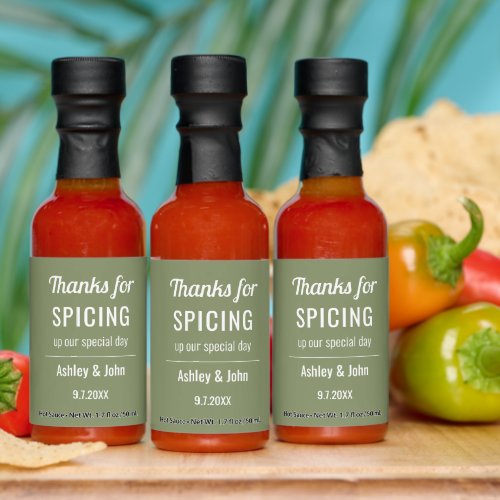 Wedding Spicing Up Sage Green Hot Sauces