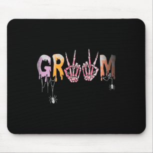 Wedding Spooky Halloween Skeleton Groom Just Marri Mouse Pad