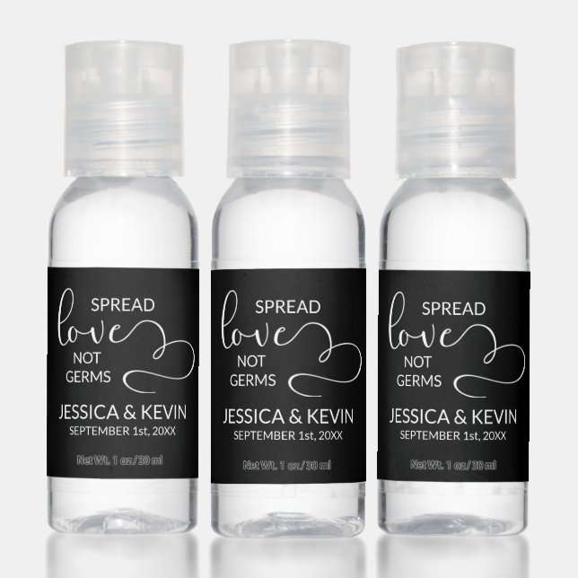 Wedding Spread Love Not Germs Black Favors Hand Sanitizer (Set)