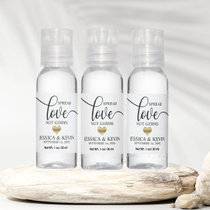 Wedding Spread Love Not Germs Gold Heart Favors Hand Sanitizer