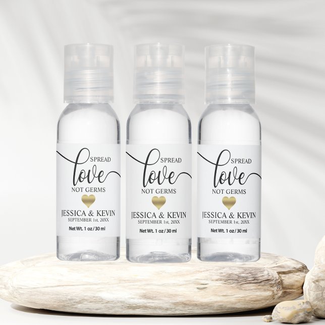 Wedding Spread Love Not Germs Gold Heart Favors Hand Sanitizer (Wedding Spread Love Not Germs Gold Heart Favors Hand Sanitizer)