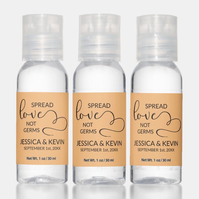 Wedding Spread Love Not Germs Orange Favors Hand Sanitizer (Set)