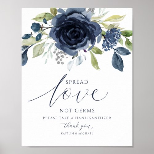 Wedding Spread Love Not Germs Sign Navy Floral