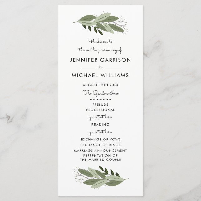 Wedding Sprigs Program (Front)