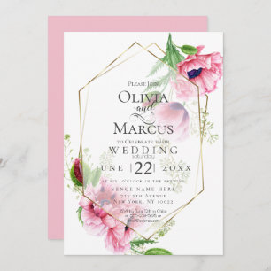 WEDDING Spring Pink Poppy Floral Invitation