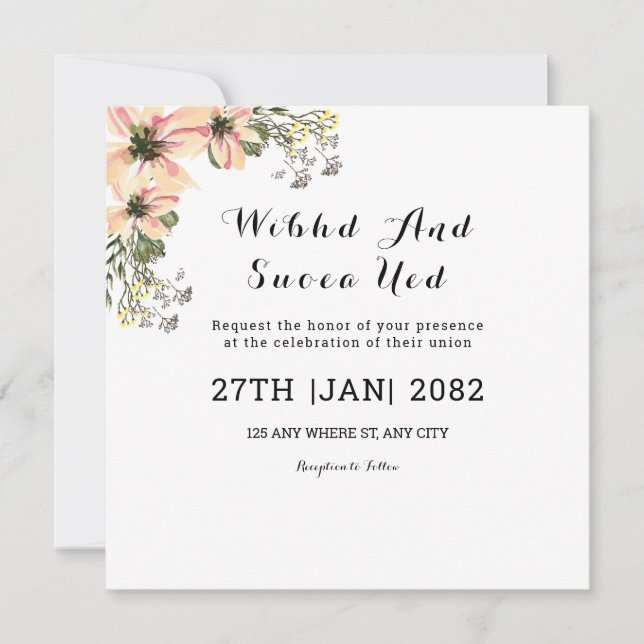 Wedding Square Gatefold Invitation Card Design (Front)