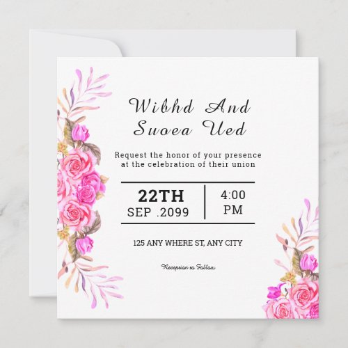 Wedding Square Gatefold Invitation Card Design