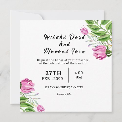 Wedding Square Gatefold Invitation Card Template