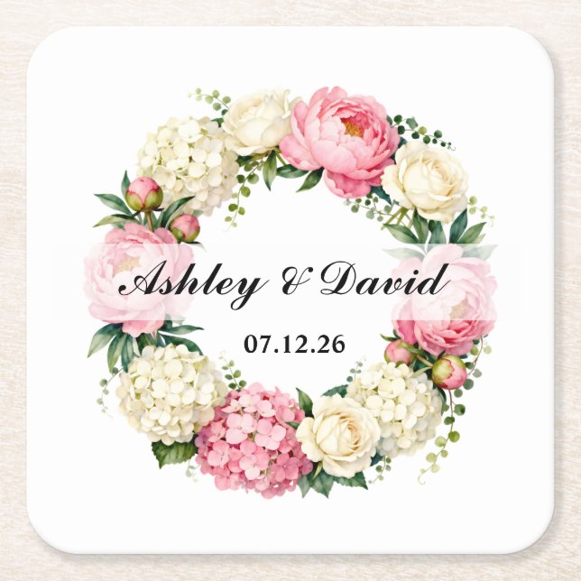 Wedding  square paper coaster (Front)