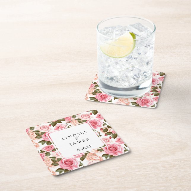 Wedding  square paper coaster (Insitu)