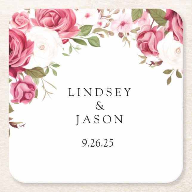 Wedding  square paper coaster (Front)