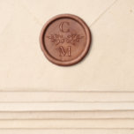 Wedding Stacked Initial with Foliage Wax Seal Sticker<br><div class="desc">A perfect wax steal without the mess! Customize with your initials using the template form.</div>