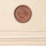 Wedding Stacked Initial with Foliage Wax Seal Sticker<br><div class="desc">A perfect wax steal without the mess! Customize with your initials using the template form.</div>