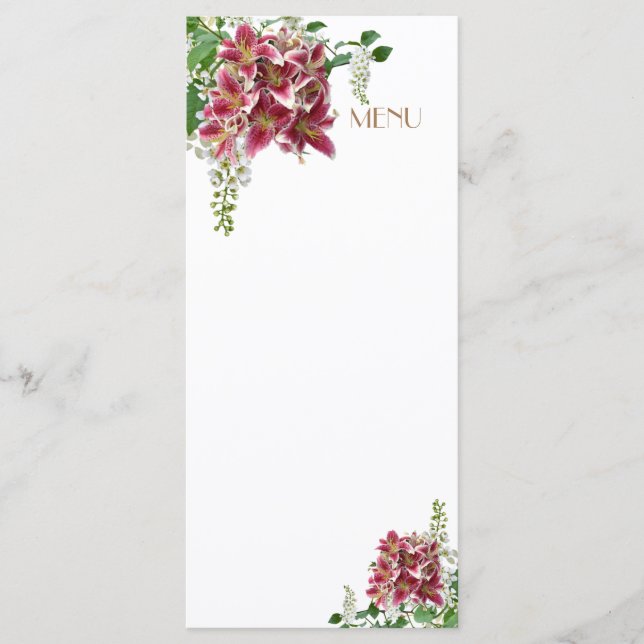 Wedding Stargazer Floral  Menu Card (Front)