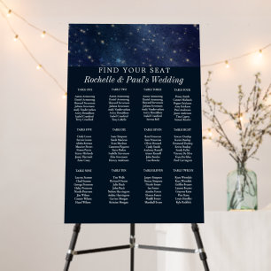 Wedding Starry Night Celestial Navy Seating Chart Foam Board