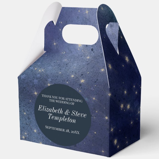 Wedding Starry Night Celestial Thank You Navy Favor Boxes (Front)