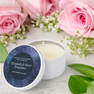 Wedding Starry Night Celestial Thank You Navy Mini Candle Favors