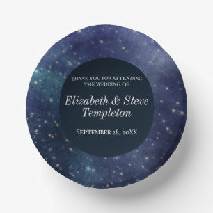 Wedding Starry Night Celestial Thank You Navy Paper Bowls