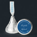 Wedding Started With a Kiss Hershey®'s Kisses®<br><div class="desc">A fun and unique wedding candy party favor for your guests to enjoy. The classic blue label features "It Started With a Kiss, " your names and wedding date are written in minimal modern white typography and a stylish white script.</div>