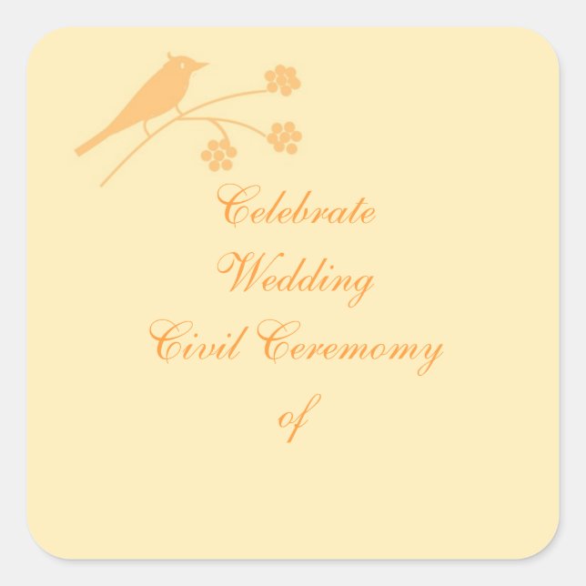 Wedding Stationary and Civil Ceremony customize Square Sticker (Front)