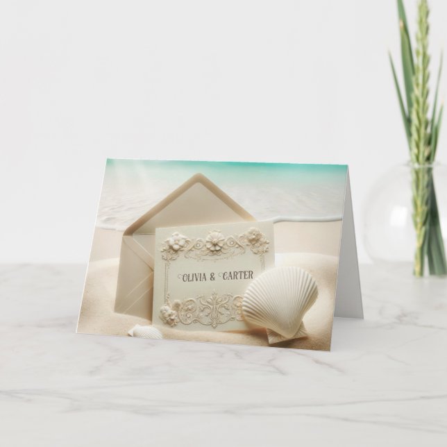 Wedding Stationery In Beach Sand Card (Front)