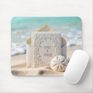 Wedding Stationery With Beach Sand Dollar Mouse Pad