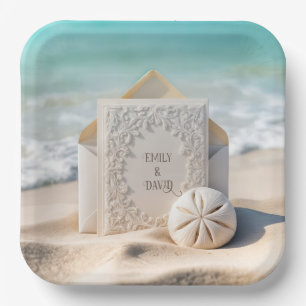 Wedding Stationery With Beach Sand Dollar Paper Plates