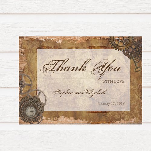 Wedding Steampunk Vintage Victorian Thank You Card