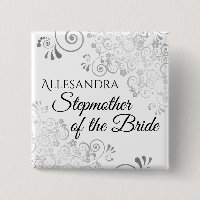 Wedding Stepmother of the Bride Name Tag Silver