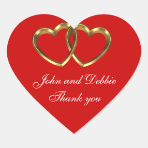 Wedding sticker for Thank you favors 3D hearts