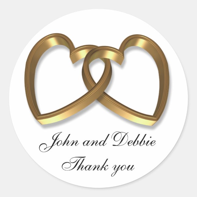 Wedding sticker for Thank you favors 3D hearts (Front)