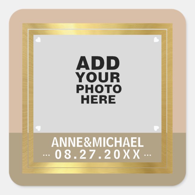 wedding sticker / photo with couples names (Front)