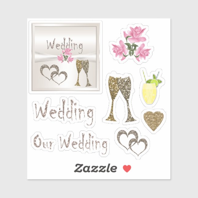 Wedding, sticker set , for scrapbook, festive (Sheet)
