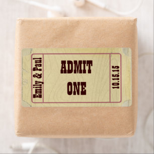 Wedding Sticker Ticket Style Admit One Date & Name