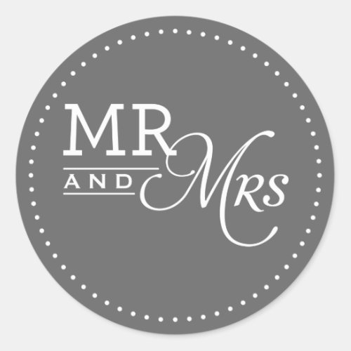 WEDDING STICKERS mr  mrs modern typography grey