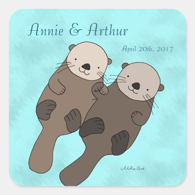 Wedding Stickers Otter Beach Wedding Favor Sticker (Front)