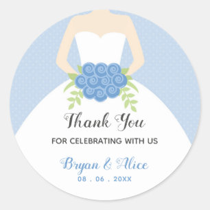 Wedding Stickers (Pastel Blue with Wedding Gown)