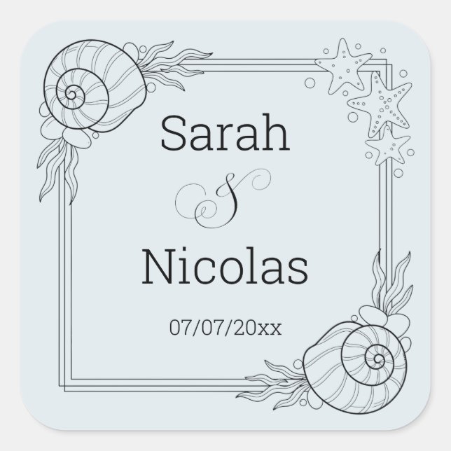 Wedding stickers personalized beachy (Front)