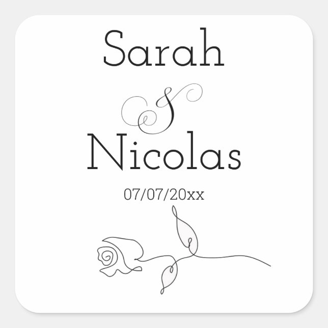 Wedding stickers personalized minimalist (Front)