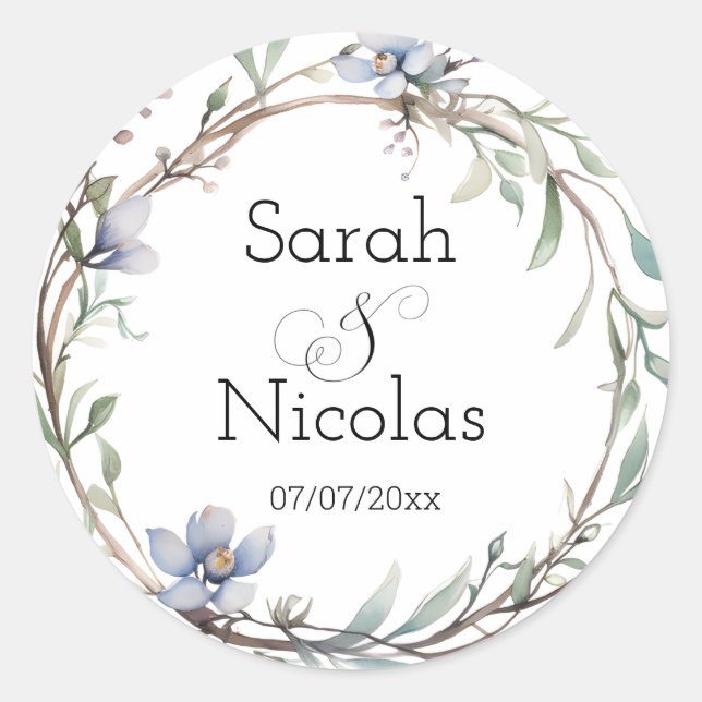 Wedding stickers personalized minimalist (Front)