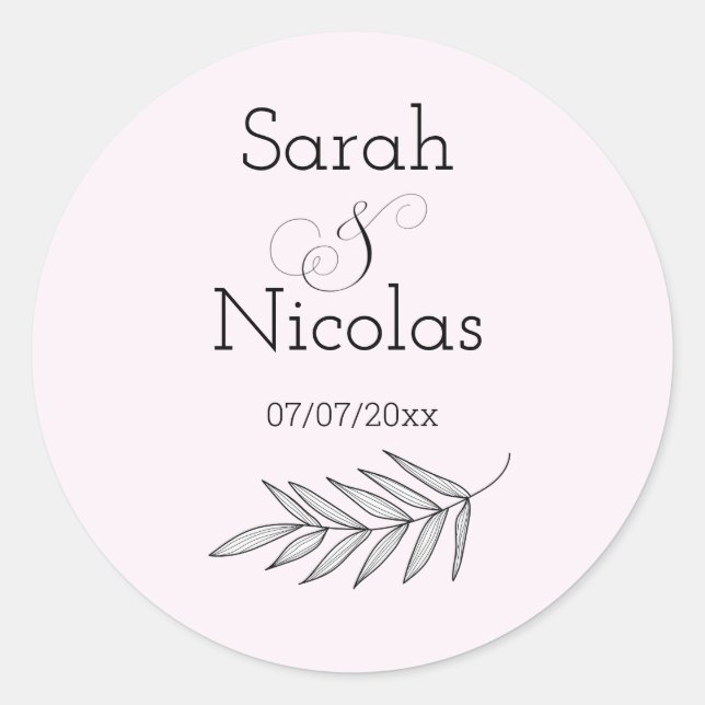 Wedding stickers personalized minimalist (Front)