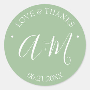 Wedding Stickers Template Green Monogram